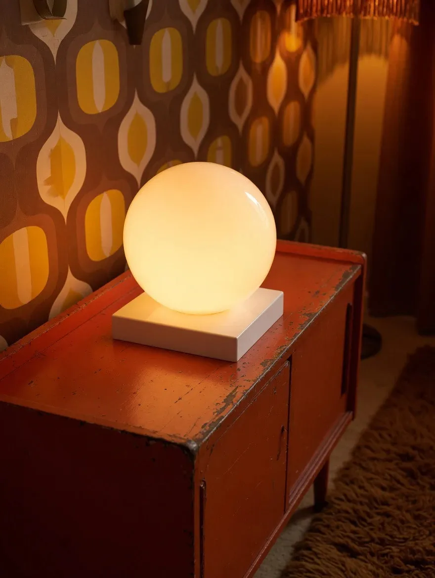 Lampe à poser bakélite et opaline années 70