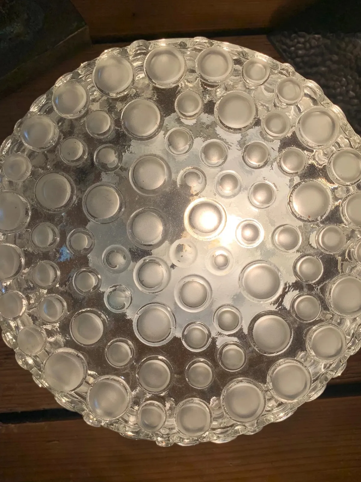 Plafonnier en verre bulle givré 1970