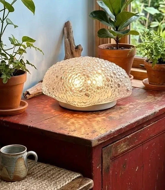 Plafonnier verre bullé années 70