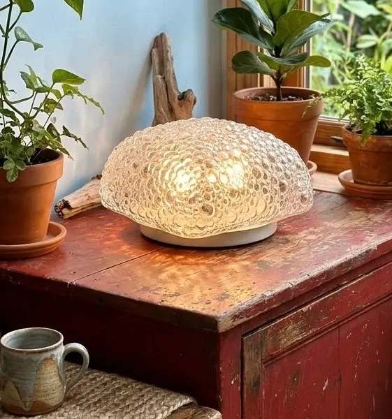 Plafonnier verre bullé années 70