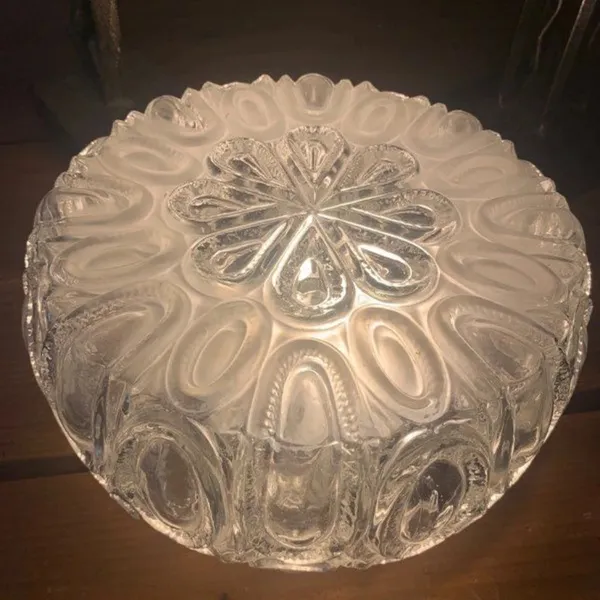 Plafonnier en verre givré et transparent 1970