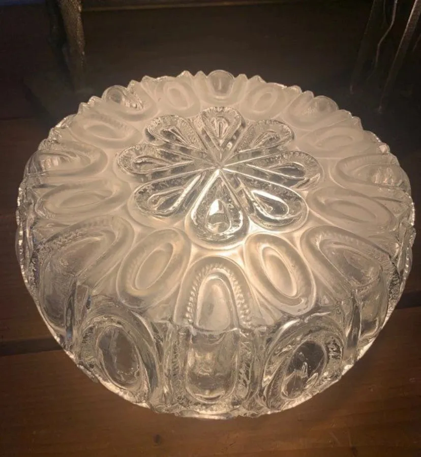 Plafonnier en verre givré et transparent 1970