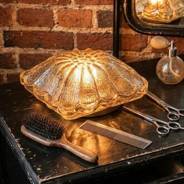 Plafonnier verre ambré années 70