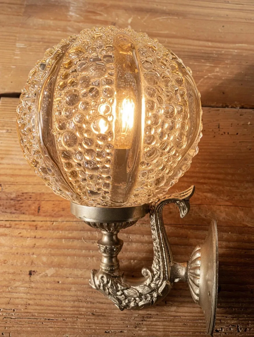 Paire d'appliques Helena Tynell globe oursin en verre bullé 1960