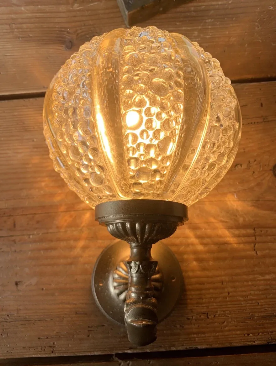 Paire d'appliques Helena Tynell globe oursin en verre bullé 1960 — vue 2