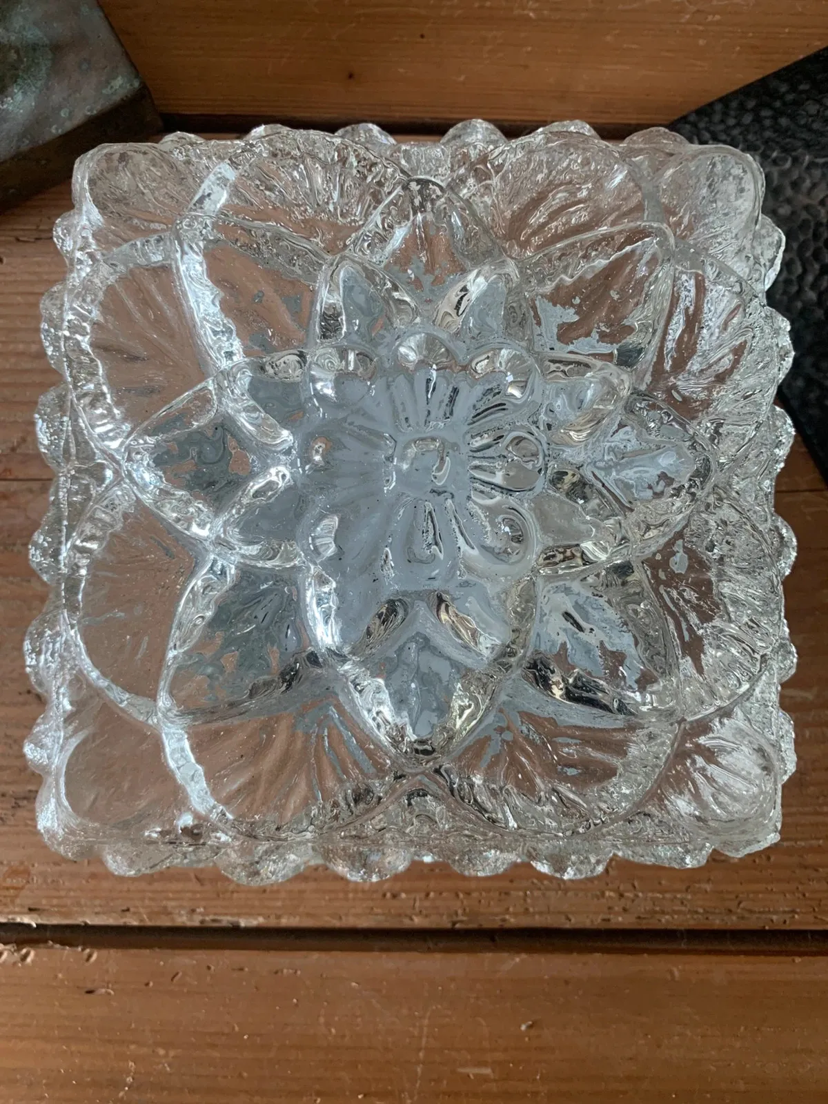 Plafonnier verre glaçon fleur 1970 — vue 3