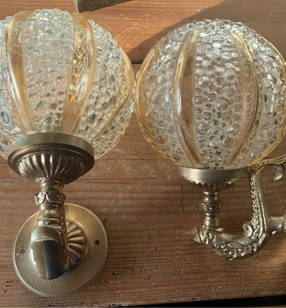 Paire d'appliques Helena Tynell globe oursin en verre bullé 1960 — vue 3
