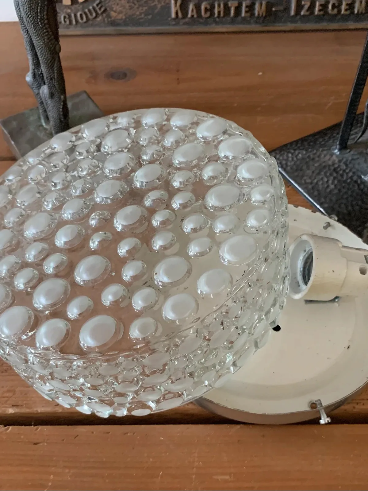 Plafonnier en verre bulle givré 1970 — vue 4