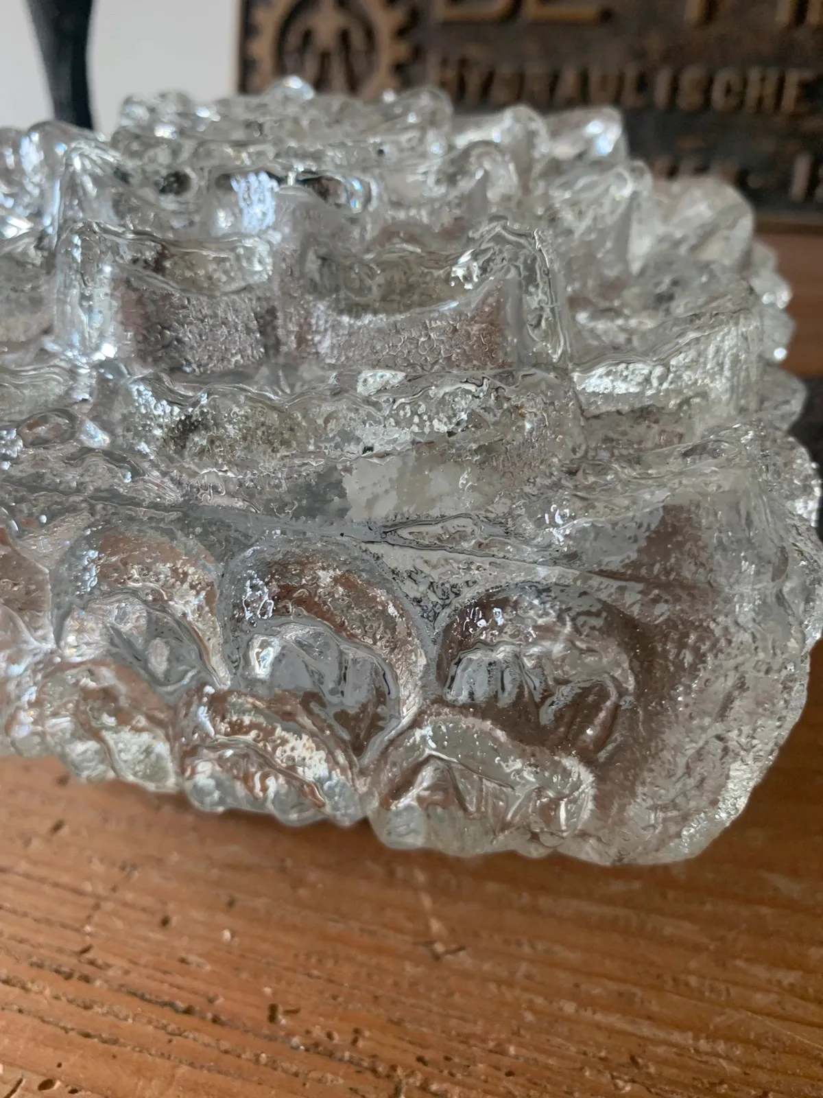 Plafonnier verre glaçon fleur 1970 — vue 5