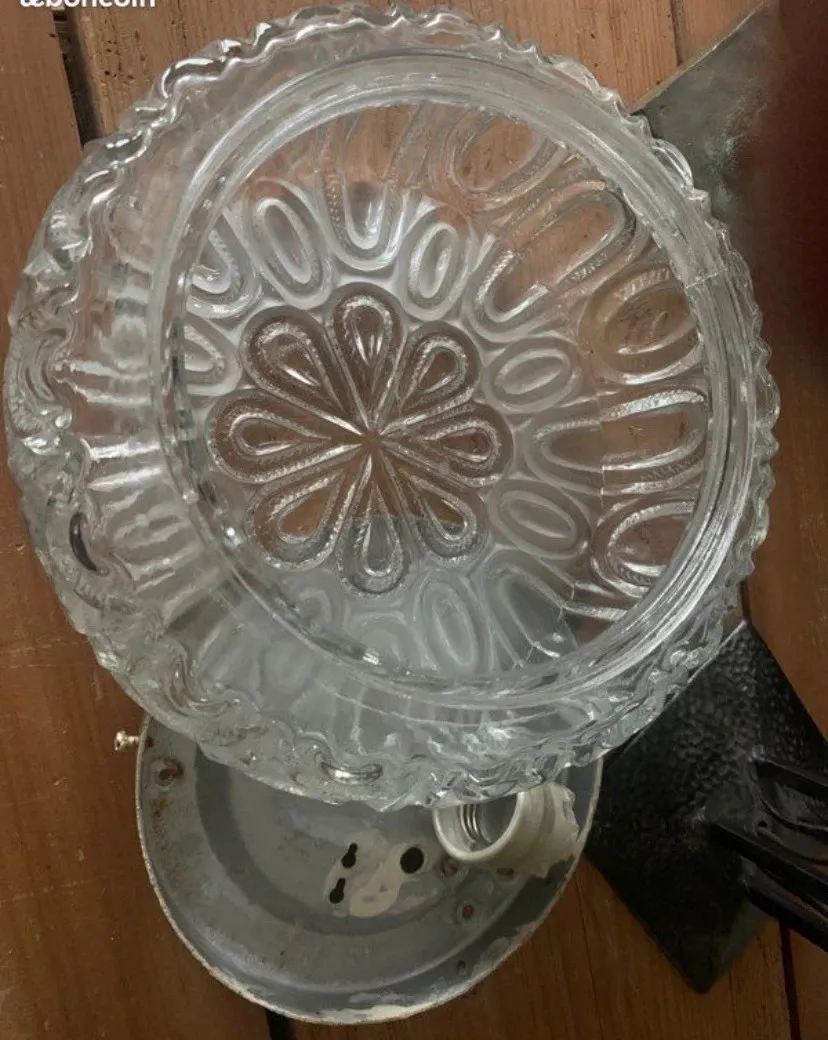 Plafonnier en verre givré et transparent 1970 — vue 6