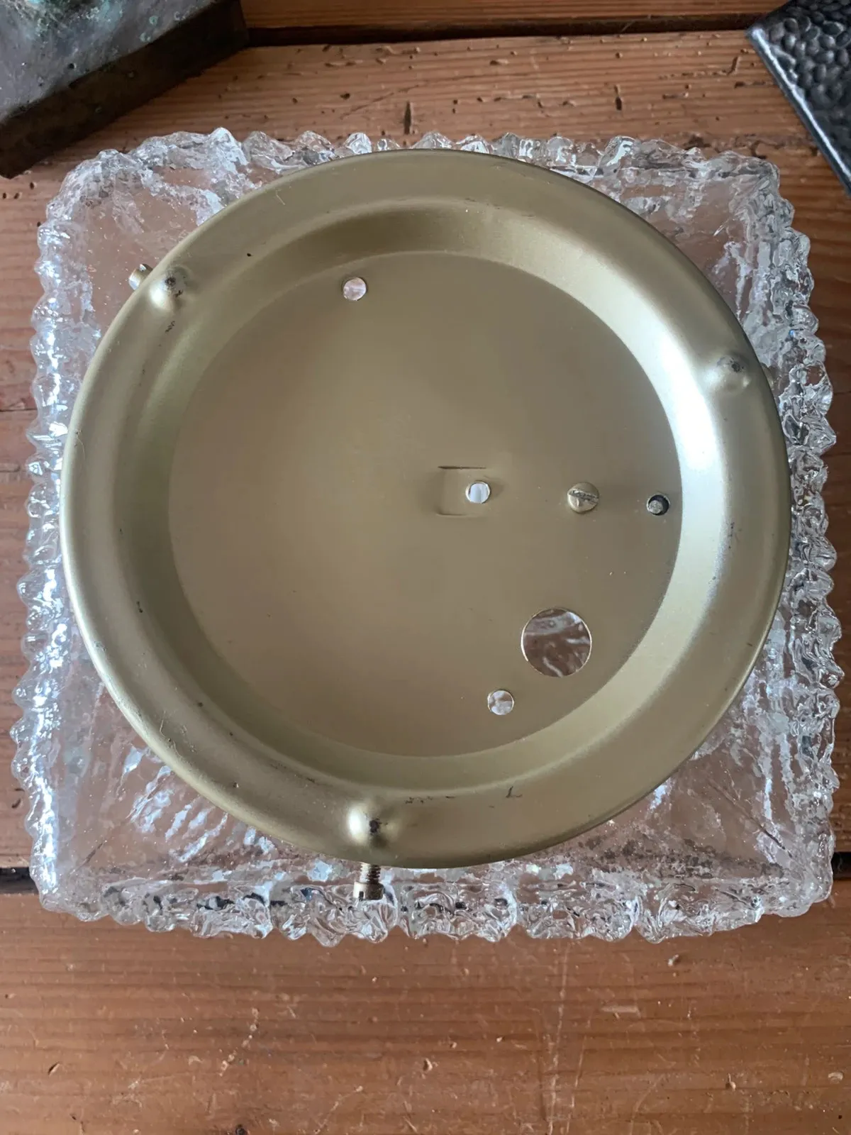Plafonnier verre glaçon fleur 1970 — vue 6