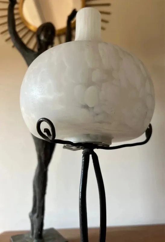Lampe à poser art déco fer forgé pâte de verre 1930 — vue 7