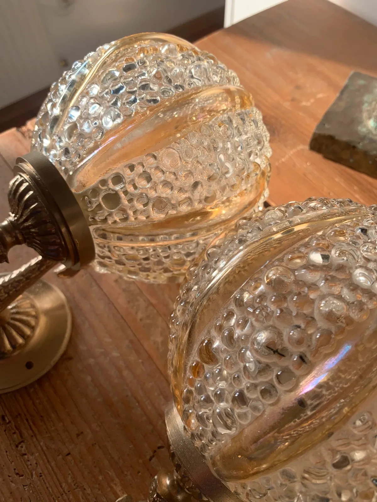 Paire d'appliques Helena Tynell globe oursin en verre bullé 1960 — vue 7