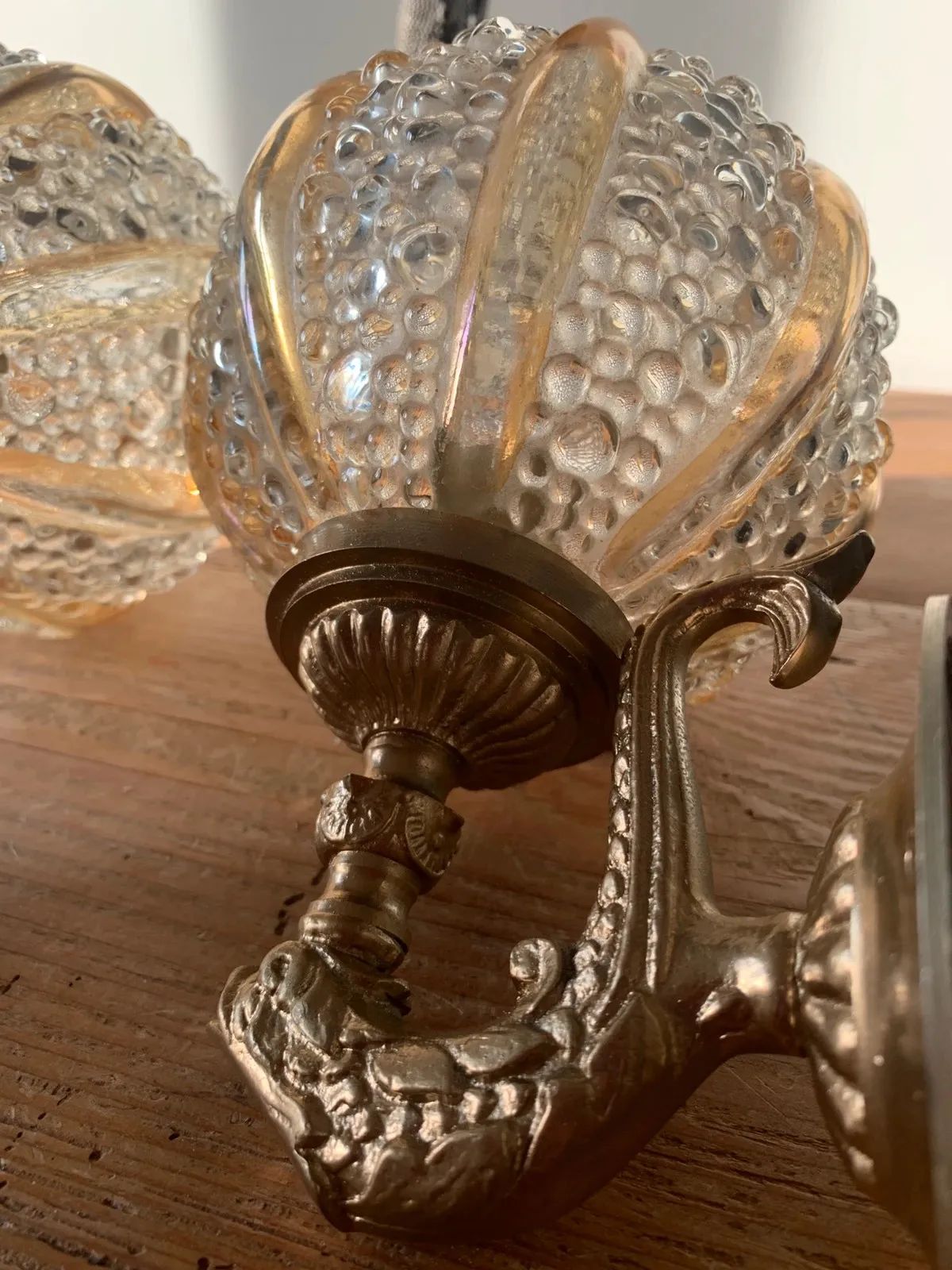 Paire d'appliques Helena Tynell globe oursin en verre bullé 1960 — vue 8