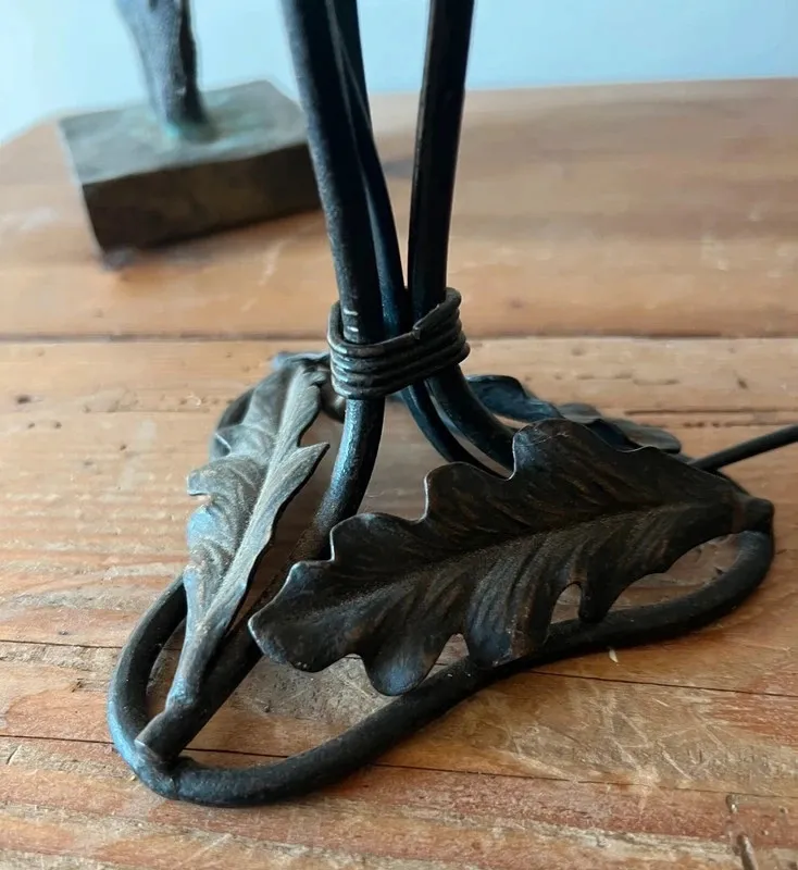 Lampe à poser art déco fer forgé pâte de verre 1930 — vue 8