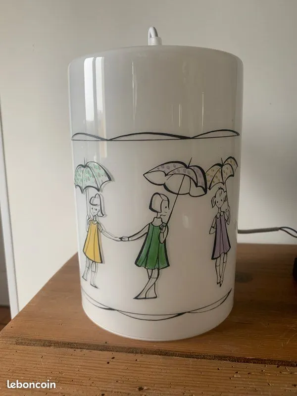 Globe opaline années 60 montée sur applique bois