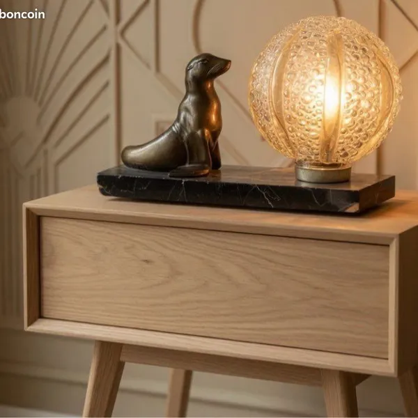 Lampe otarie sur marbre globe Helena Tynell 1960 signé FONT