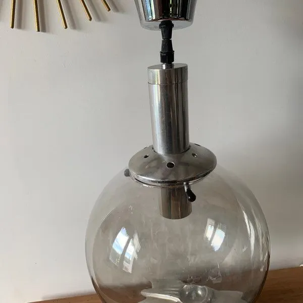 Suspension boule RAAK 1970 verre fumé