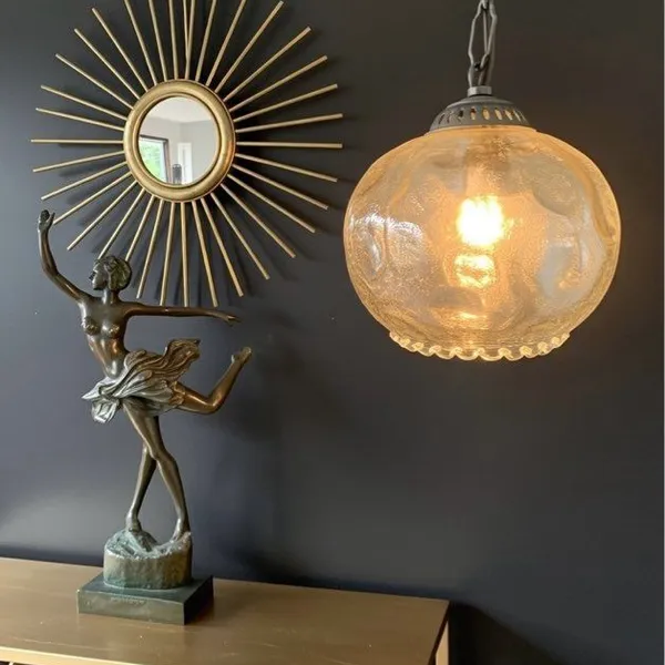 Suspension verre ambré 1965/70