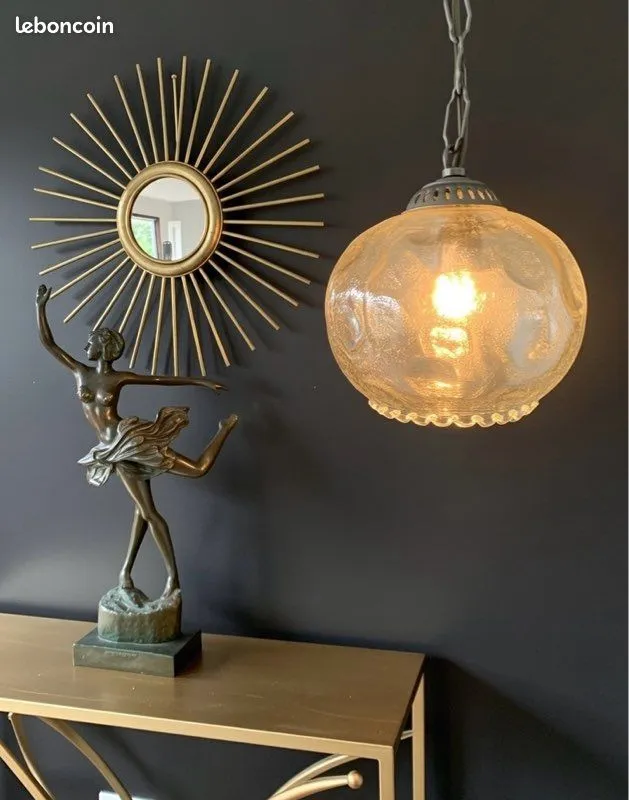 Suspension verre ambré 1965/70